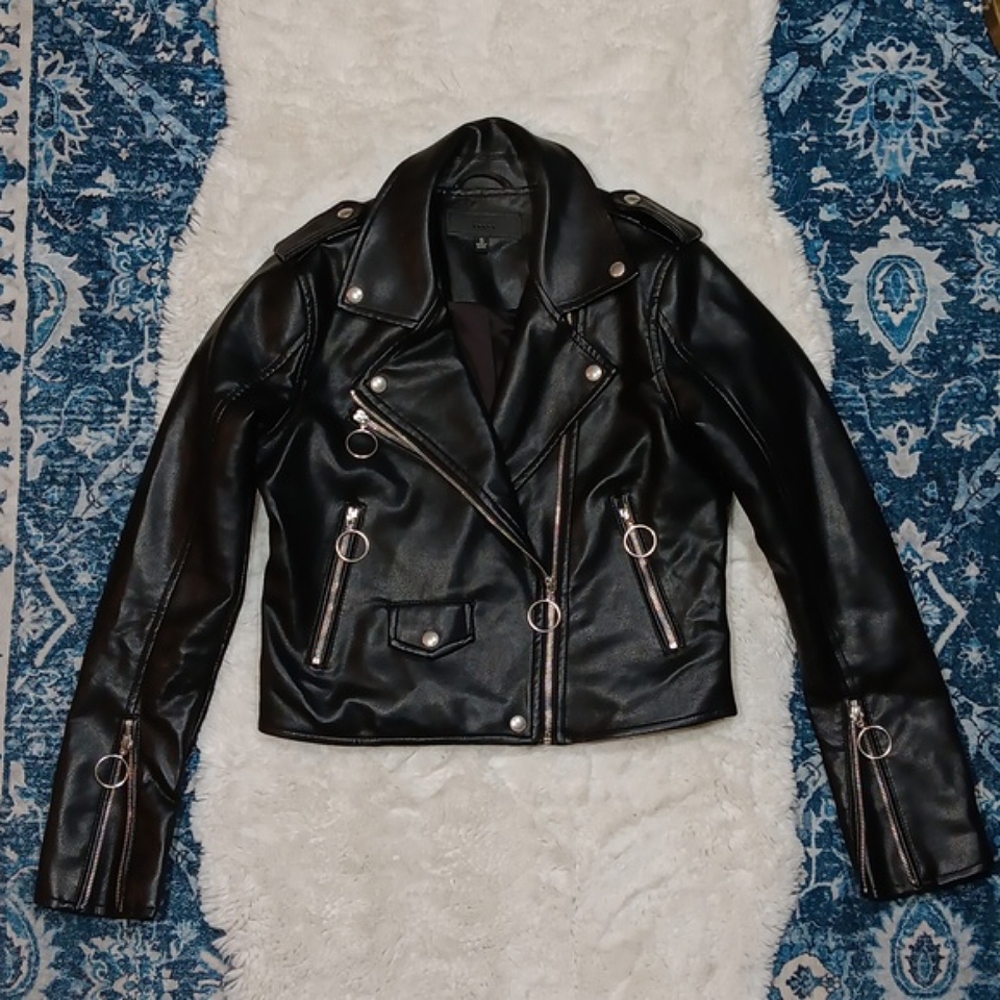 Blank NYC black leather moto biker jacket women's sz small